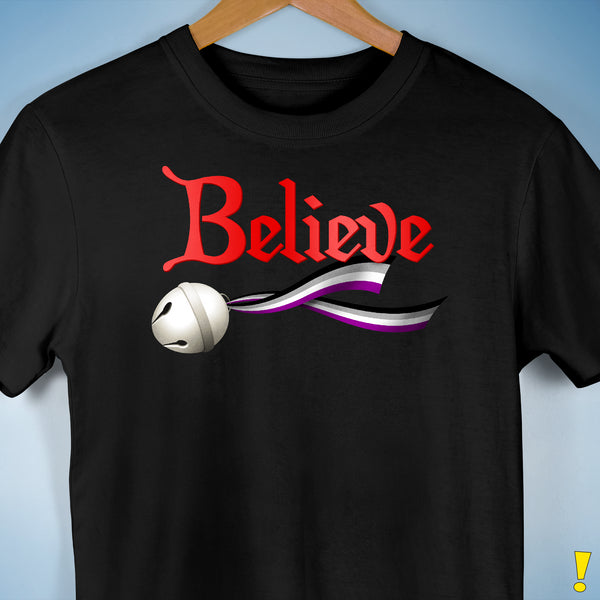Believe Asexual Pride Jingle Bell Premium Unisex T-Shirt - Black